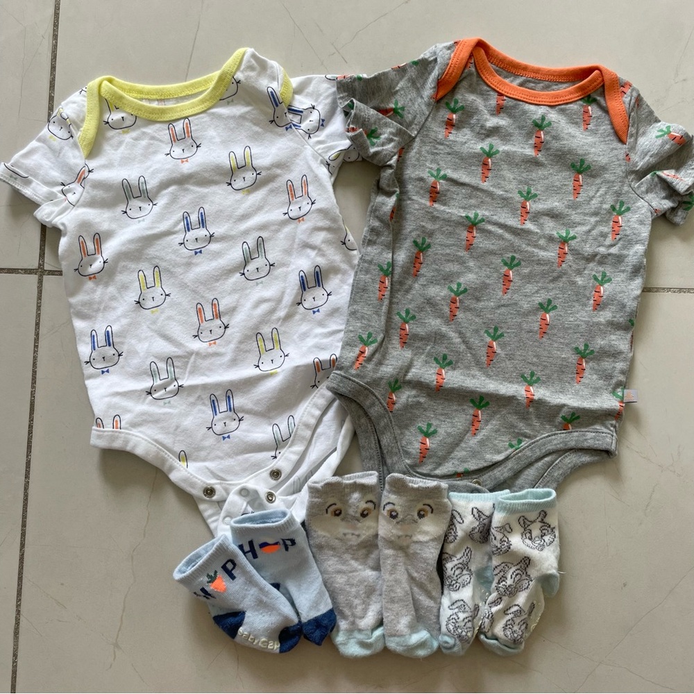 Spring Onesie/Sock/Slipper Bundle 6-12 months